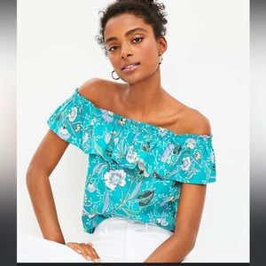 Loft Floral Flutter Square Neck Shell